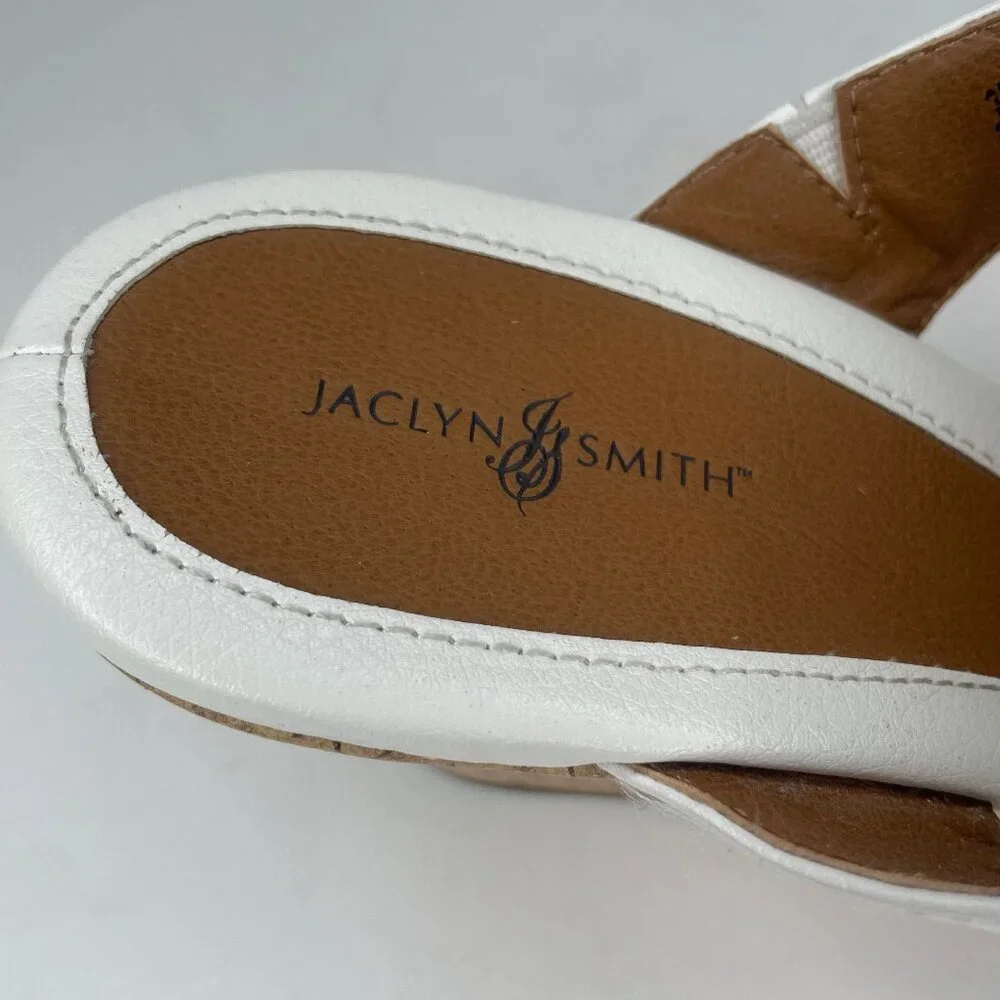 Jaclyn Smith White Medallion Cork Wedge Sandals Size 9